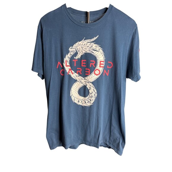 Altered Carbon Dragon Graphic 100% Cotton Blue T-Shirt Netflix Skydance M - Picture 1 of 7